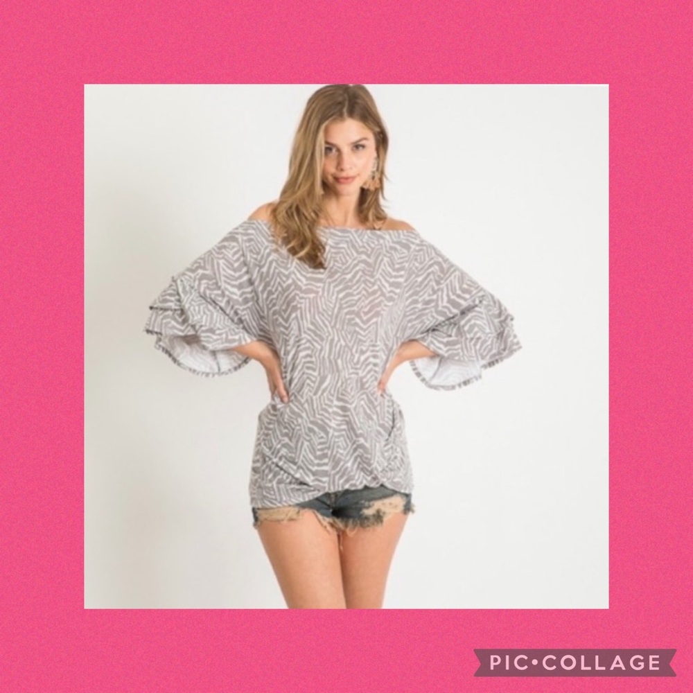 BOHO ZEBRA STRIPED OFF SHOULDER TOP  NWT